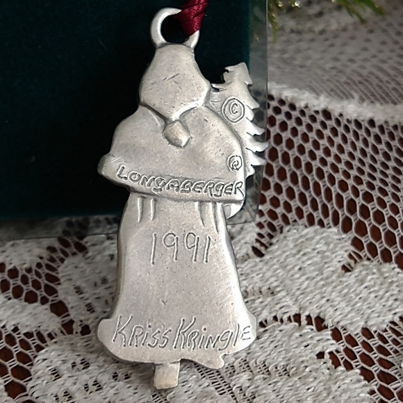 Longaberger 1991 Pewter Kris Kringle Ornament in Original Box - Picture 3 of 4